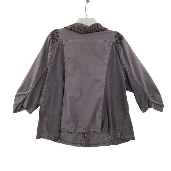 Wearables Women's Mixed Media Full Zip Up Casual Jacket Gray Size 2X - Picture 6 of 8